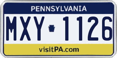 PA license plate MXY1126