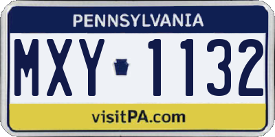 PA license plate MXY1132