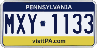 PA license plate MXY1133
