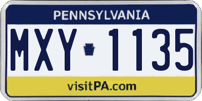 PA license plate MXY1135