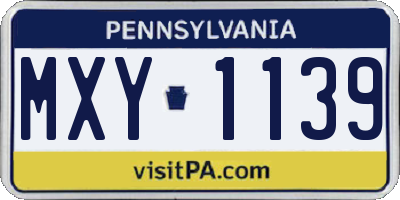 PA license plate MXY1139
