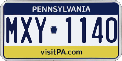 PA license plate MXY1140