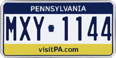 PA license plate MXY1144