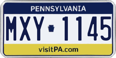 PA license plate MXY1145