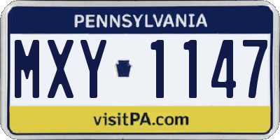 PA license plate MXY1147