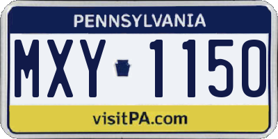 PA license plate MXY1150