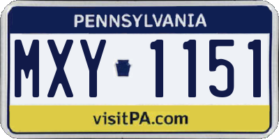 PA license plate MXY1151
