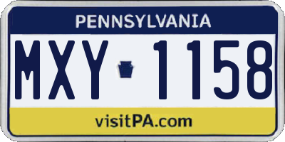 PA license plate MXY1158