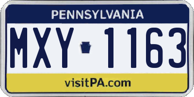 PA license plate MXY1163
