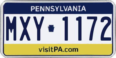 PA license plate MXY1172