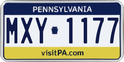 PA license plate MXY1177
