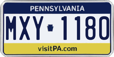 PA license plate MXY1180