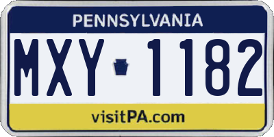 PA license plate MXY1182
