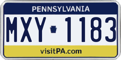 PA license plate MXY1183