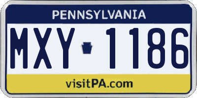 PA license plate MXY1186