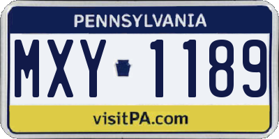 PA license plate MXY1189