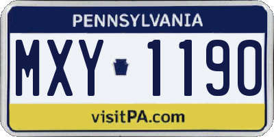 PA license plate MXY1190