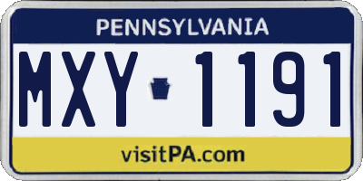 PA license plate MXY1191