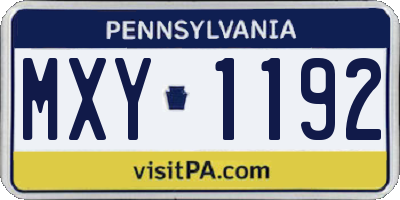 PA license plate MXY1192