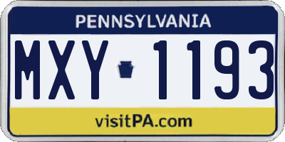 PA license plate MXY1193