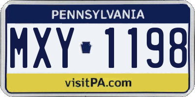 PA license plate MXY1198