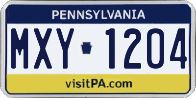 PA license plate MXY1204