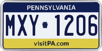 PA license plate MXY1206