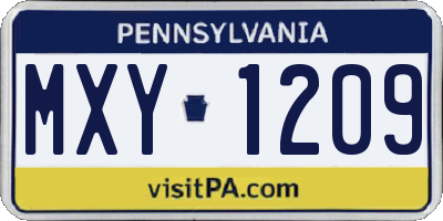 PA license plate MXY1209