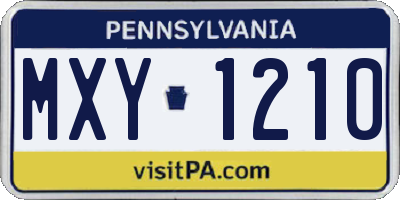 PA license plate MXY1210