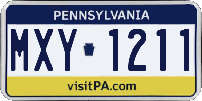 PA license plate MXY1211