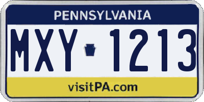 PA license plate MXY1213