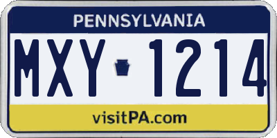 PA license plate MXY1214