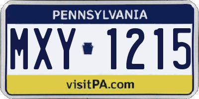 PA license plate MXY1215