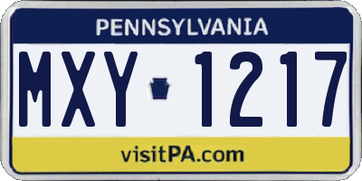 PA license plate MXY1217