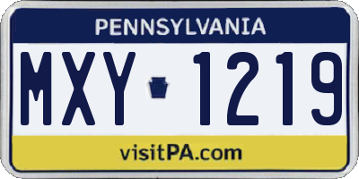 PA license plate MXY1219