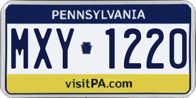 PA license plate MXY1220