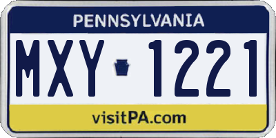 PA license plate MXY1221