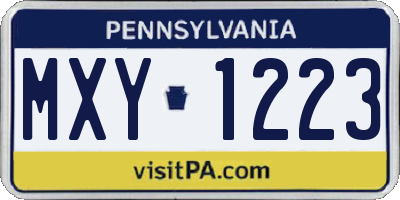 PA license plate MXY1223