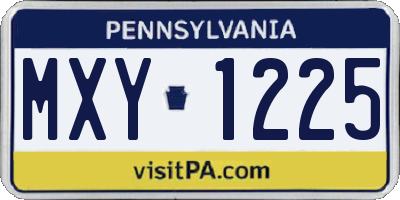 PA license plate MXY1225