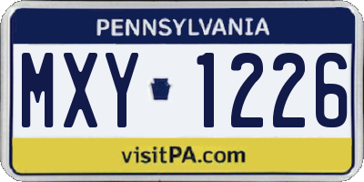PA license plate MXY1226
