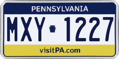 PA license plate MXY1227