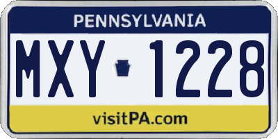 PA license plate MXY1228
