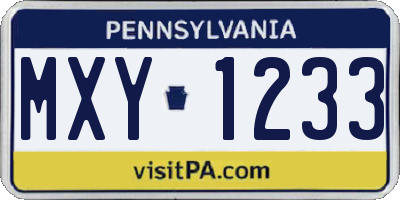 PA license plate MXY1233