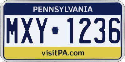 PA license plate MXY1236