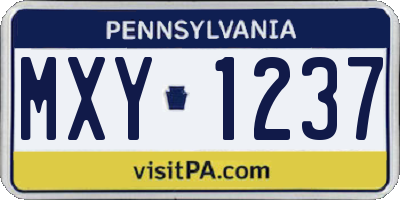 PA license plate MXY1237