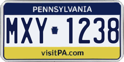 PA license plate MXY1238
