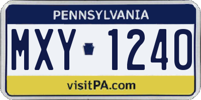 PA license plate MXY1240
