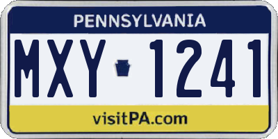 PA license plate MXY1241