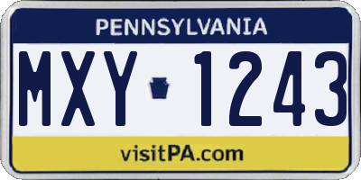 PA license plate MXY1243