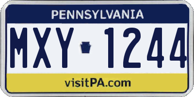 PA license plate MXY1244
